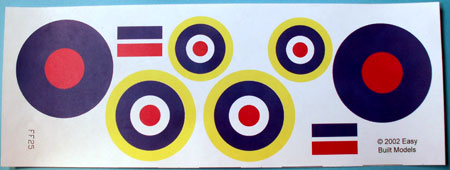 markings for kit FF25 Spitfire