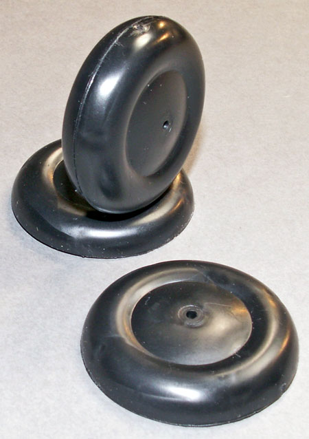 1" and 1 1/2" black plastic wheel halves